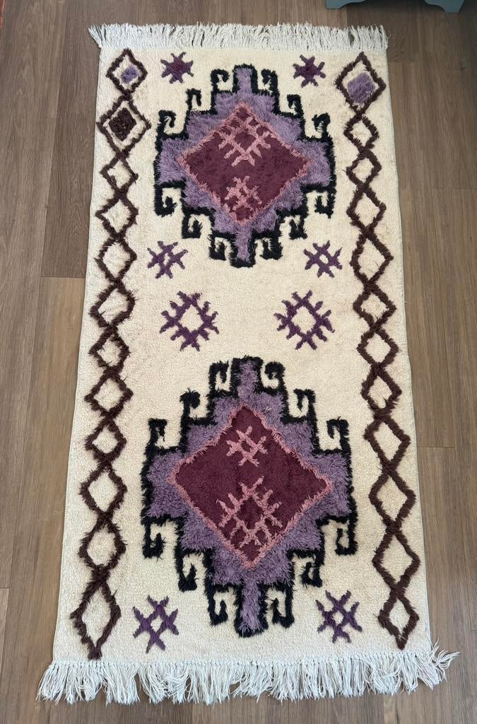 HK living bohemian vloerkleed 90 x 175 cm, Bohemian, Zo goed als nieuw, 150 tot 200 cm, Crème