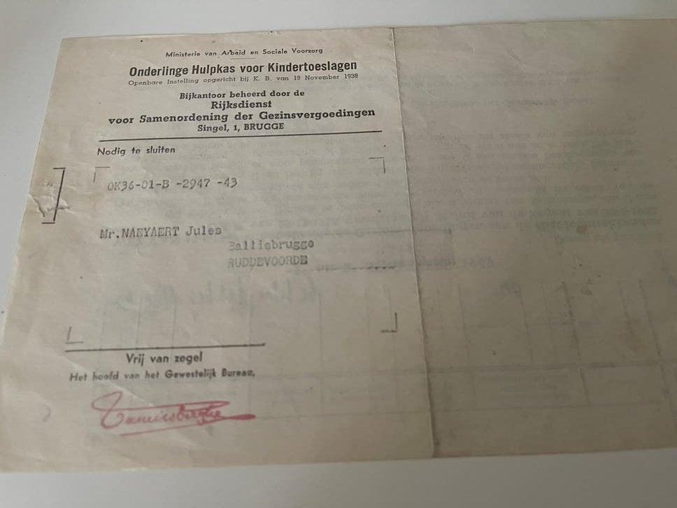 Lotje oude documenten. Jaren 50, Verzenden
