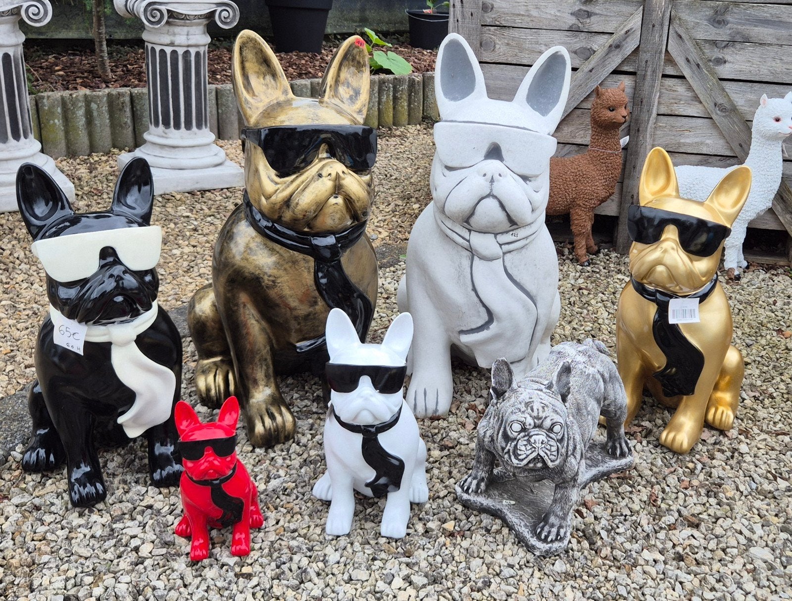 Franse bulldog beelden,  beton en polyester, Ophalen, Nieuw, Beton, Dierenbeeld