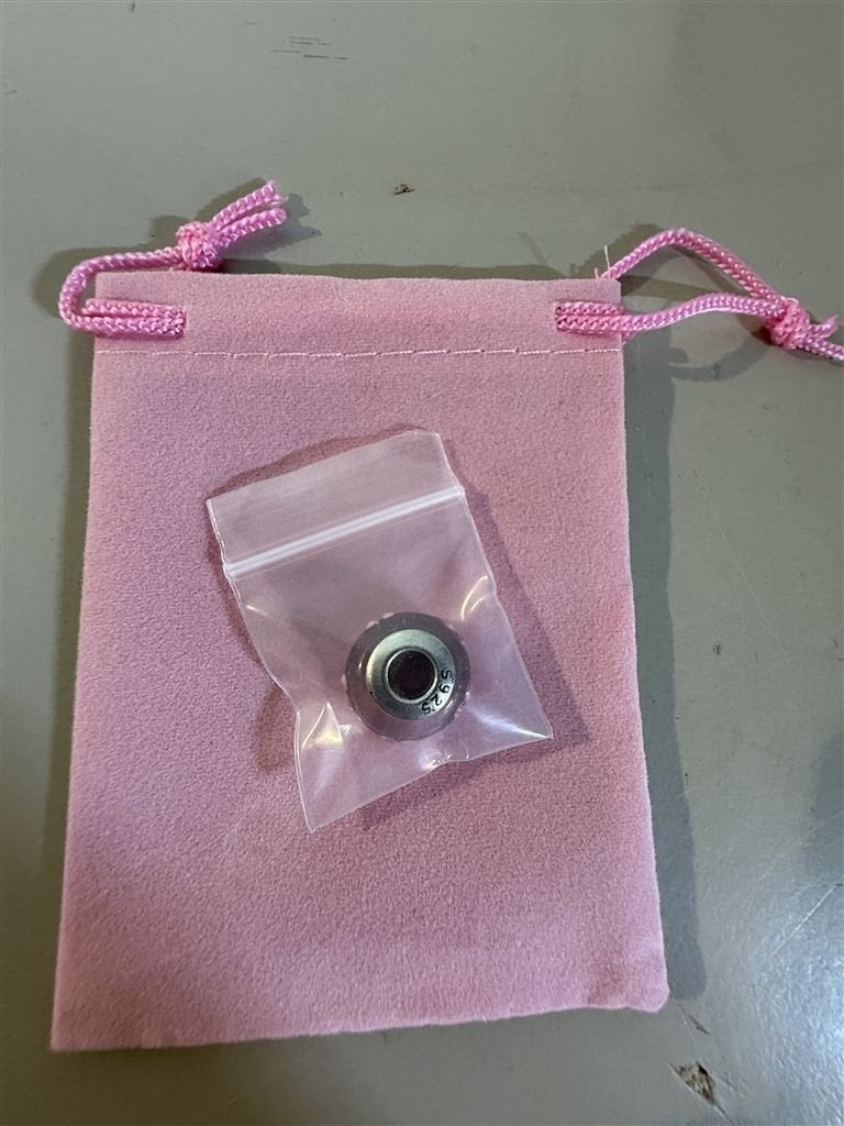 Murano Roze Glazen Bedel - Zilver S925, Bijoux, Sacs & Beauté, Bracelets à breloques, Enlèvement ou Envoi, Neuf, Argent