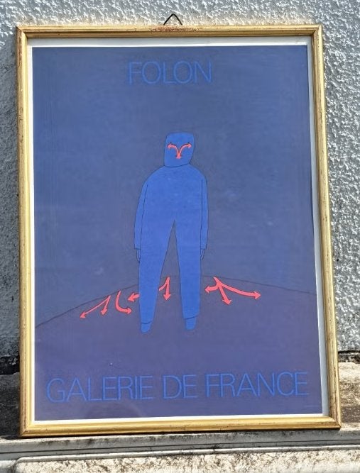 Lithographie galerie de france de jean michel folon, Antiek en Kunst, Ophalen of Verzenden, Lithografie