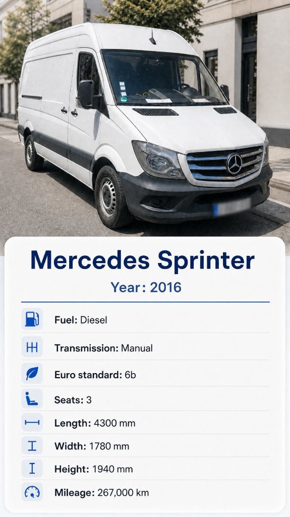 Mercedes Sprinter 2016 Diesel - Fourgon utilitaire, Autos, Achat, 3 places, Boîte manuelle, Mercedes-Benz
