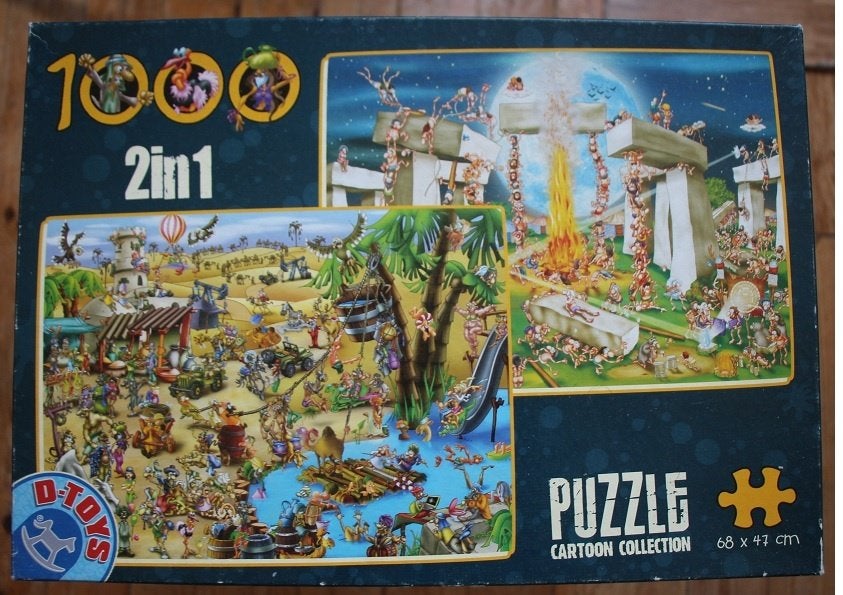cartoon puzzels 2 in 1, Ophalen, 500 t/m 1500 stukjes, Gebruikt, Legpuzzel