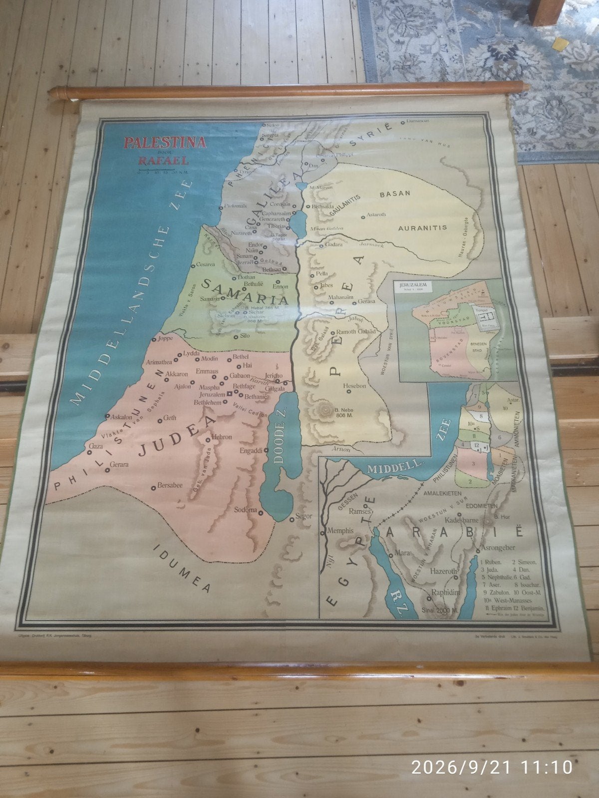 Ancienne plaque scolaire de 1919, Palestine 170*150, Autres régions, Enlèvement, Utilisé, Carte géographique
