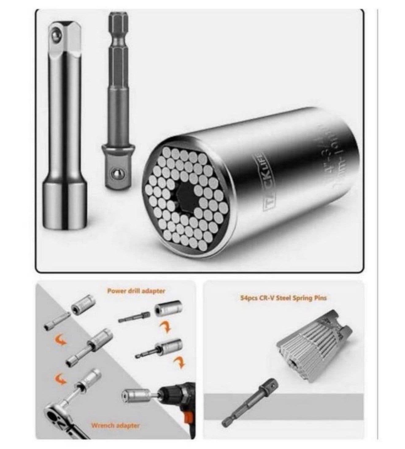 Tacklife - Universele Grip Dopsleutel 7-19mm dop opzetstuk, Ophalen of Verzenden, Nieuw