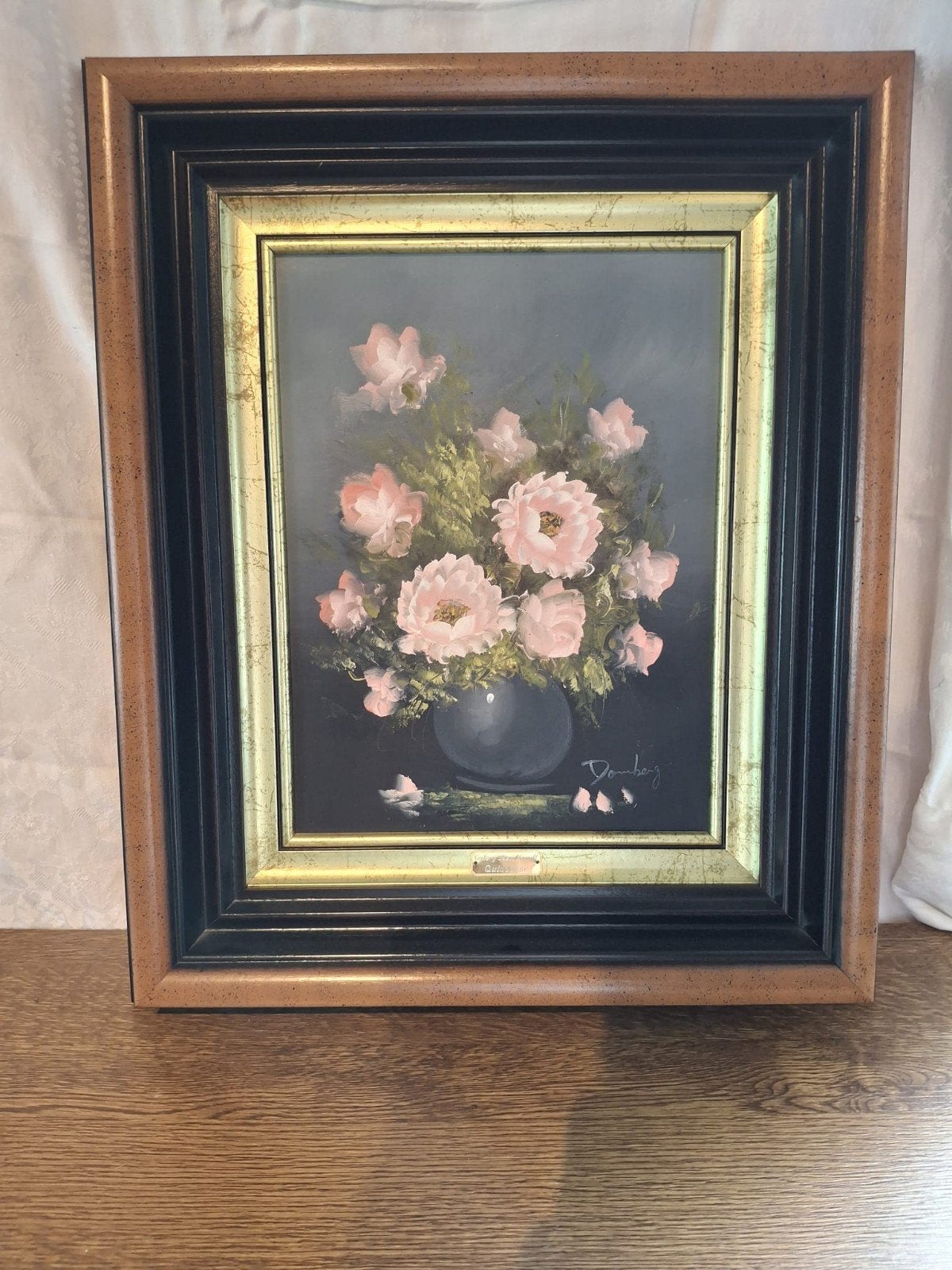 Schilderij roze bloemen – olie op canvas, Ophalen