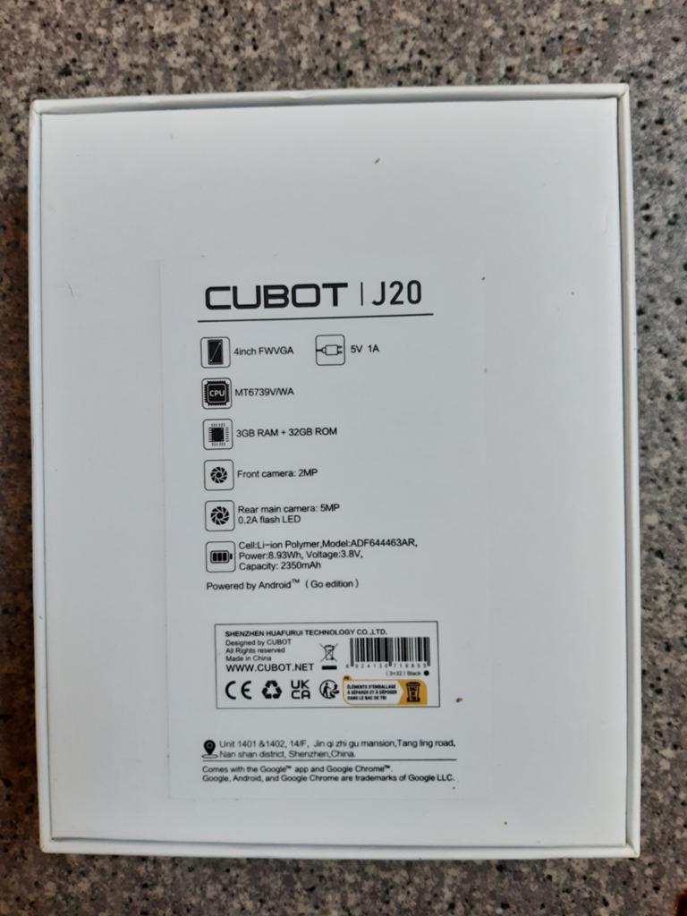 CUBOT J20, Enlèvement ou Envoi