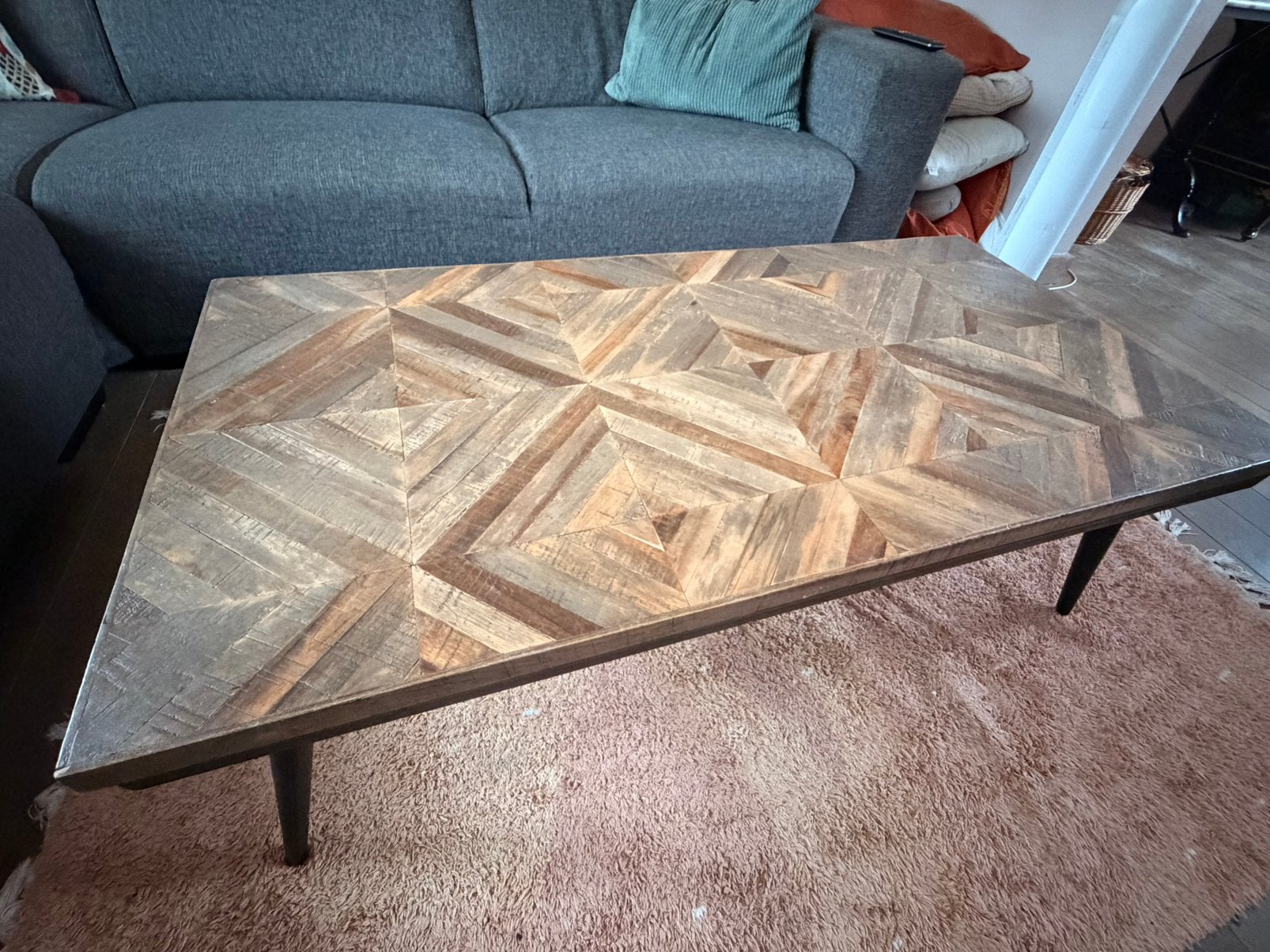 Salon tafel + eettafel set!! mozaïek teak hout, Huis en Inrichting, Tafels | Salontafels, Ophalen, Gebruikt