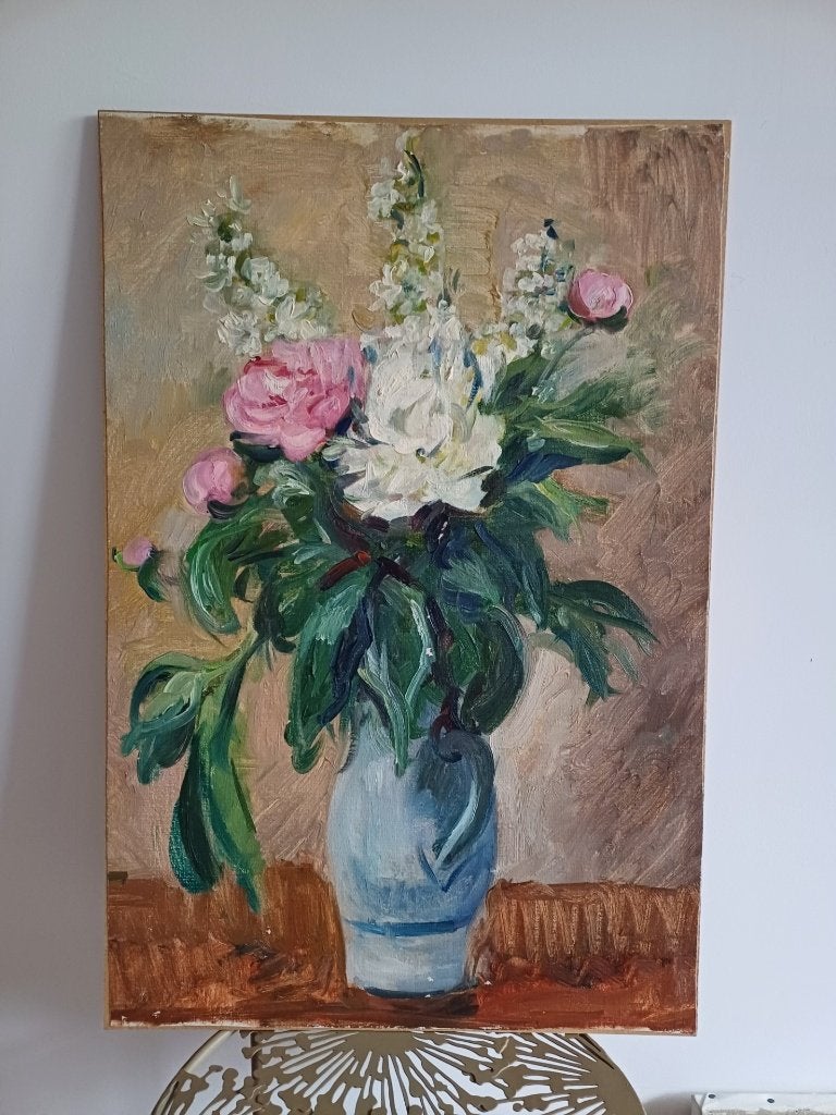 Groot schilderij 60x40  M.VAN DEN BEMPT  "Stilleven", Antiek en Kunst, Ophalen of Verzenden
