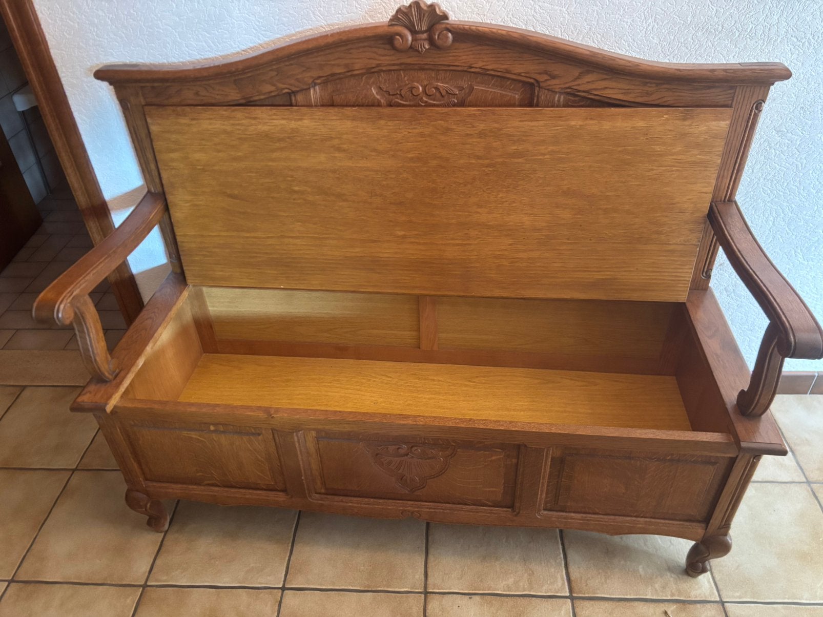 Mooie houten hal bank met opbergruimte b128d48h105, Ophalen
