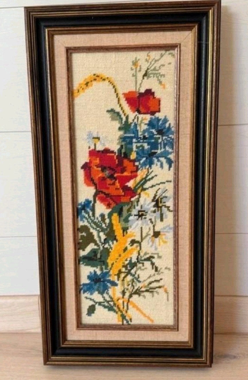 schilderij/naaiwerk in kader, Antiek en Kunst, Ophalen