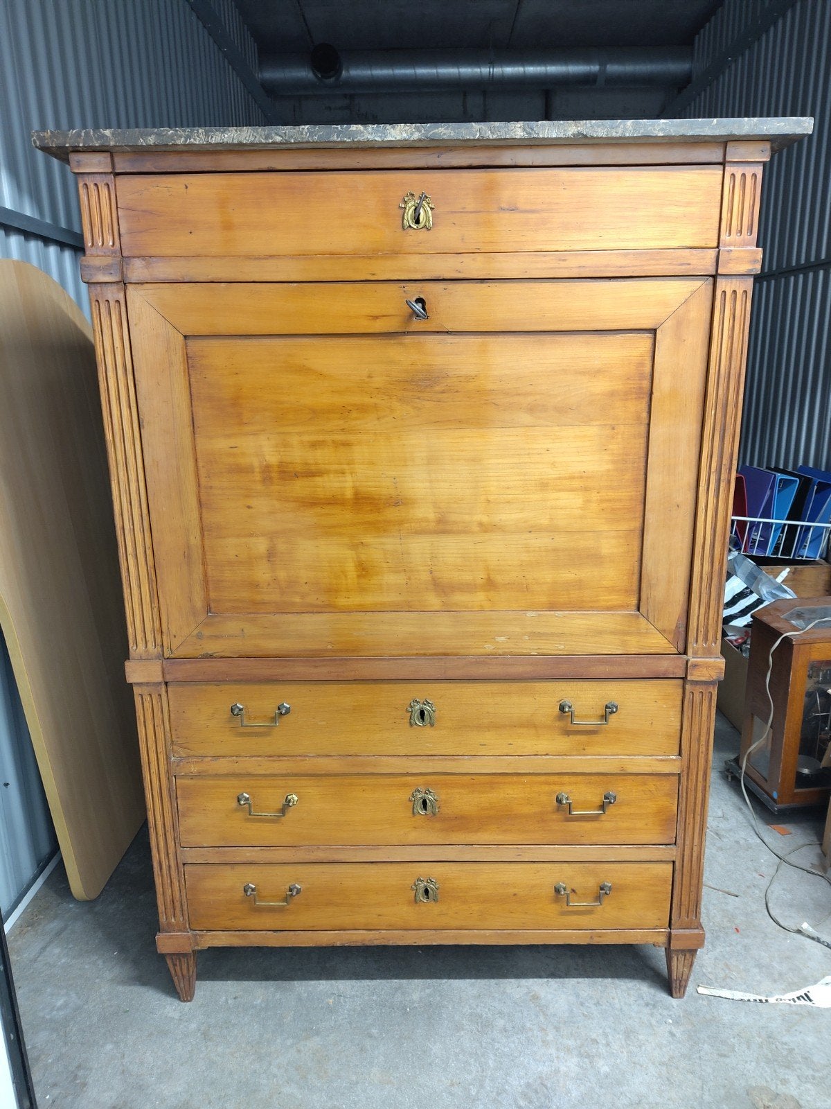 Secrétaire style Chapuis avec plaque de marbre, Enlèvement, Utilisé