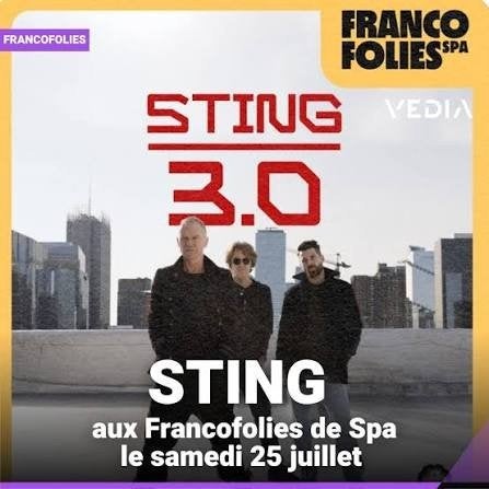 Francofolies - STING - 25/07 - UITVERKOCHT, Tickets en Kaartjes, Concerten | Nederlandstalig, December