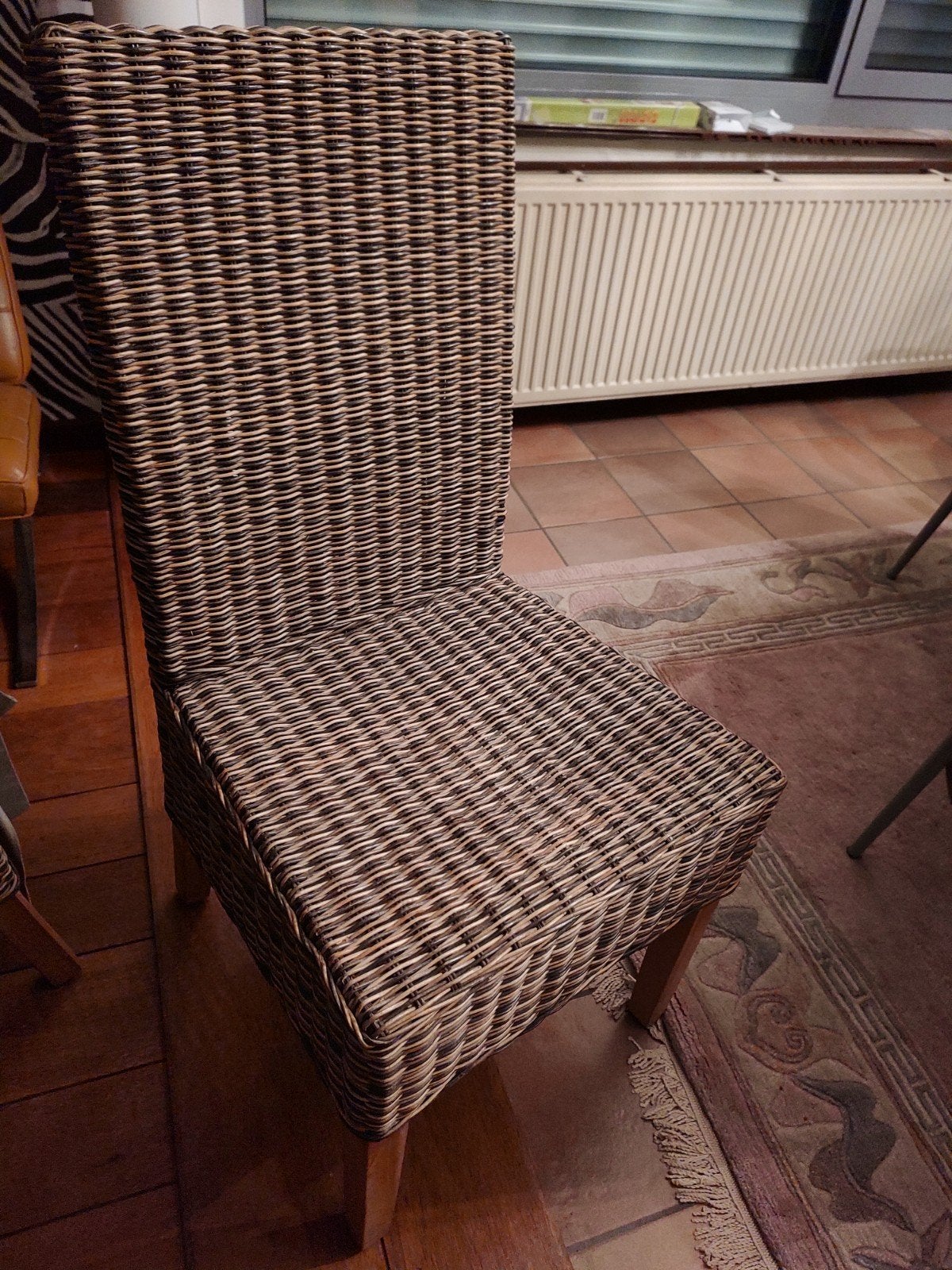 6 chaises de salle à manger en osier avec coussins épais, Enlèvement, Bois, Landelijk, Cinq, Six Chaises ou plus