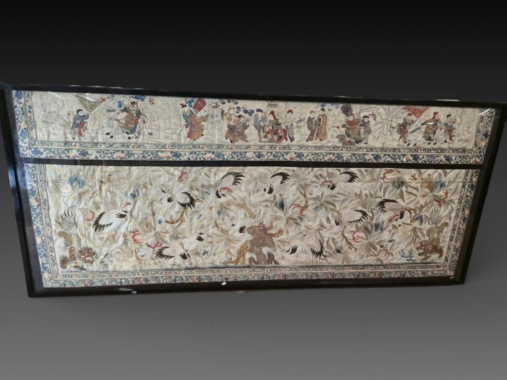 Chine, très grande broderie, 208 x 92 cm, Enlèvement ou Envoi