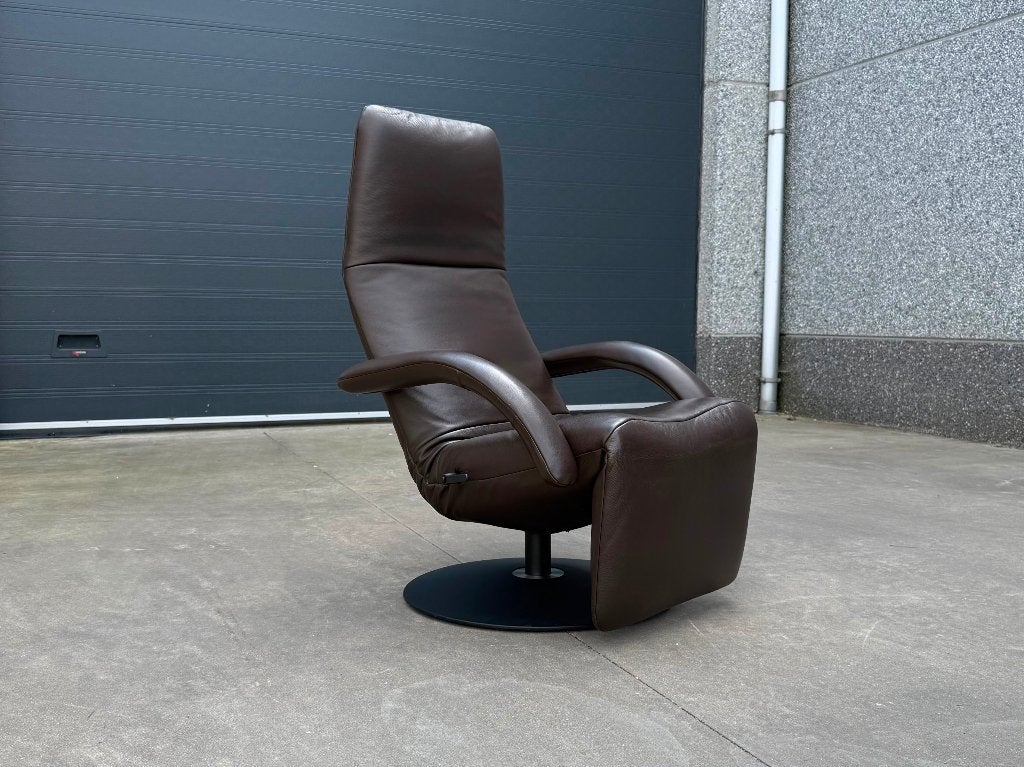 JORI Yoga relaxzetel – donkerbruin leder, medium, Huis en Inrichting, Leer, 75 tot 100 cm, Ophalen of Verzenden, Zo goed als nieuw