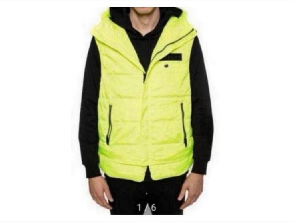 DIESEL gewatteerd vest bodywarmer L capuchon Sun Gilet 180£, Kleding | Heren, Ophalen of Verzenden, Nieuw, Maat 52/54 (L), Geel