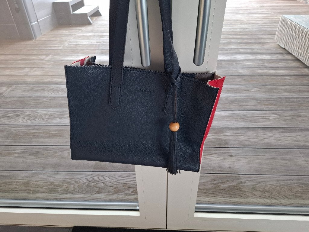 Sac à main tricolore, Bijoux, Sacs & Beauté, Colliers, Enlèvement ou Envoi, Comme neuf, Bleu, Autres matériaux