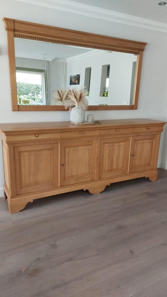 DRESSOIR - FRANSE EIK - MASSIEF HOUT, HOOGWAARDIGE KWALITEIT, Huis en Inrichting, Met deur(en), Eikenhout, Zo goed als nieuw, 200 cm of meer