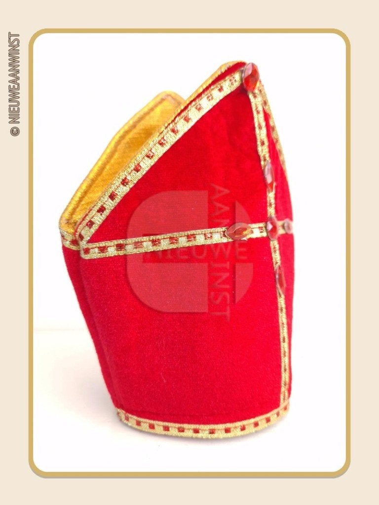 Nostalgische etalage Sinterklaasmijter - rood - 16cm, Verzenden, Zo goed als nieuw