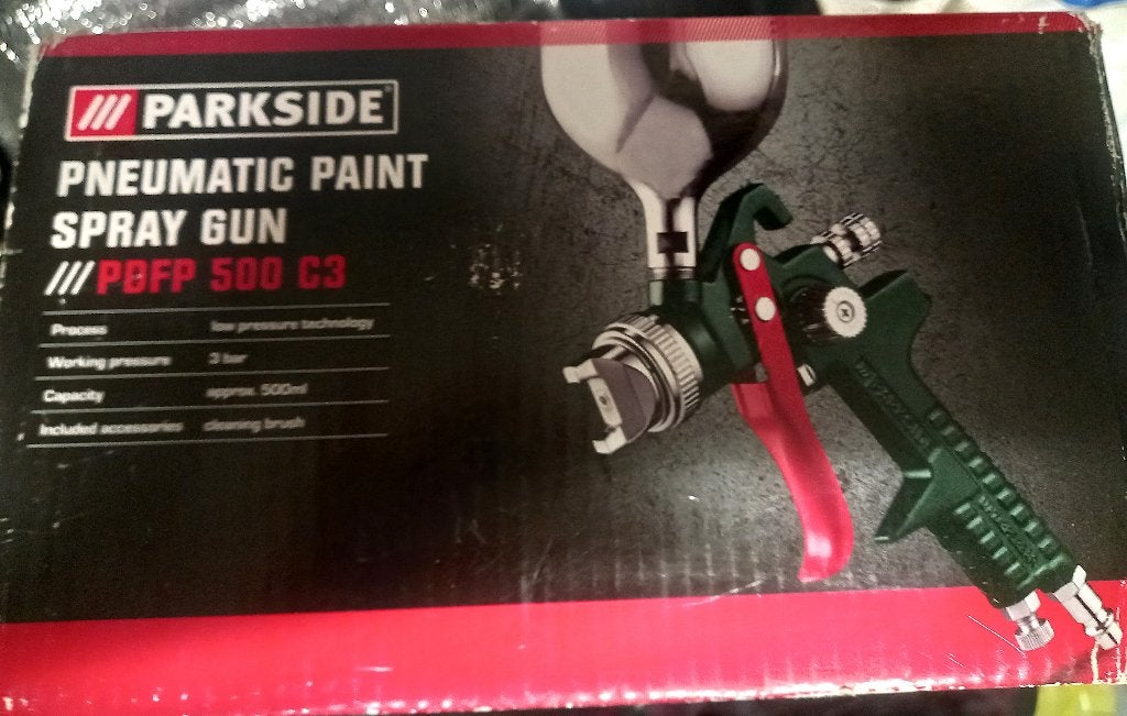 2 Pistolet à peinture pneumatique Parkside PDFP 500 C3 NEUF!, Bricolage & Construction, Enlèvement ou Envoi, Neuf, Pulvérisateur de peinture ou Pompe à peinture