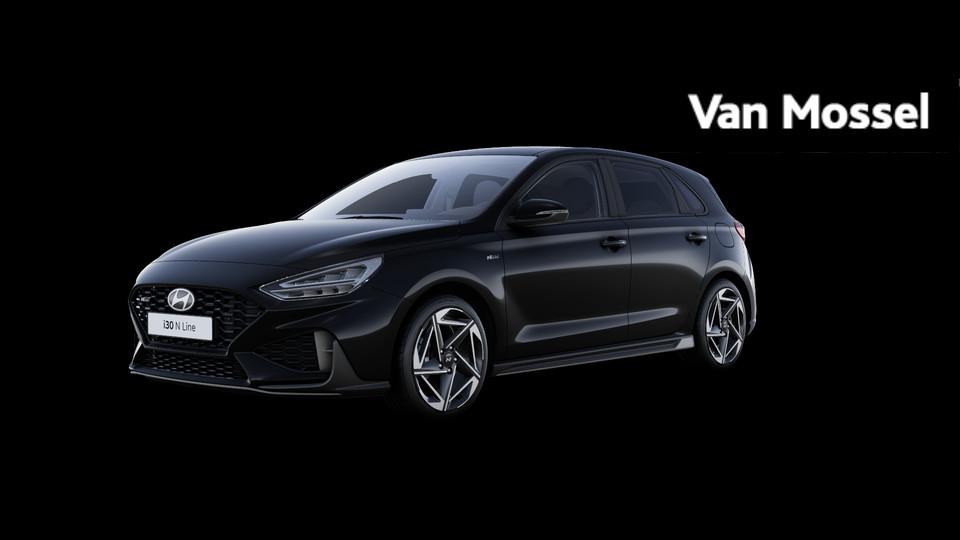 Hyundai i30 5D 1.5 T-GDi 103kW Sky N-Line Sensation DCT Open, Auto's, Stof, 1282 kg, Zwart, 4 cilinders