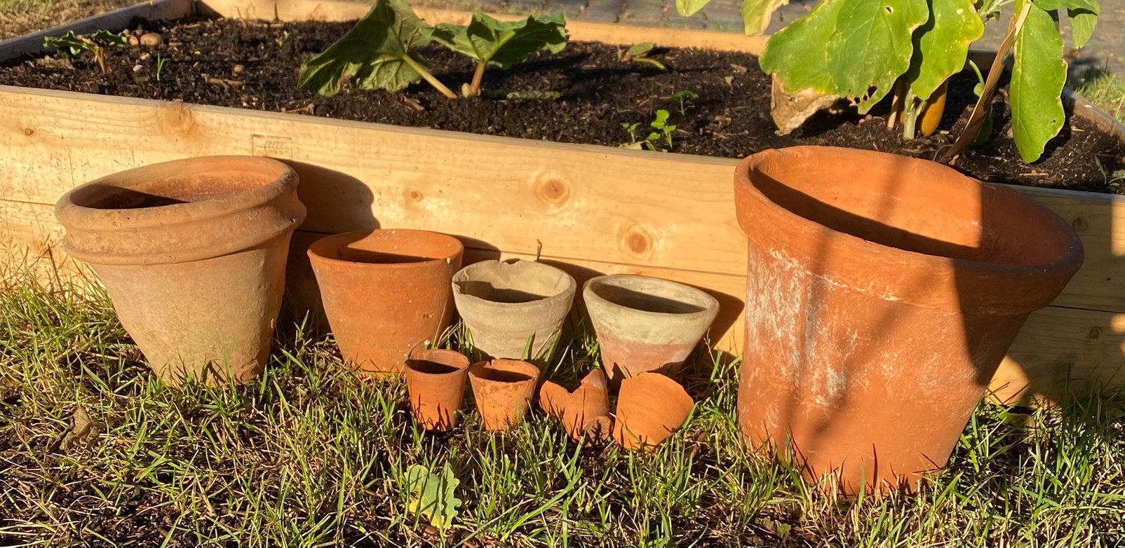 Set van 9 vintage bloempotten, Ophalen, Gebruikt, Steen, Balkon