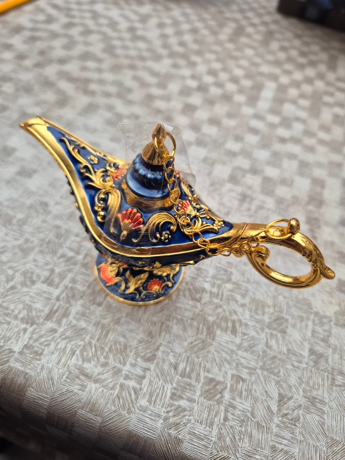 Vintage sierlijke geemaileerde Aladdin lamp decoratie beeld, Antiquités & Art, Enlèvement ou Envoi