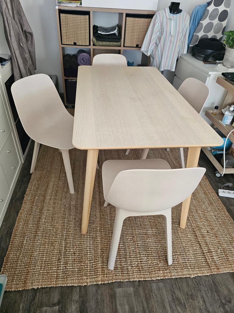Tafel met 4 Ikea ODGER stoelen, Enlèvement, Utilisé