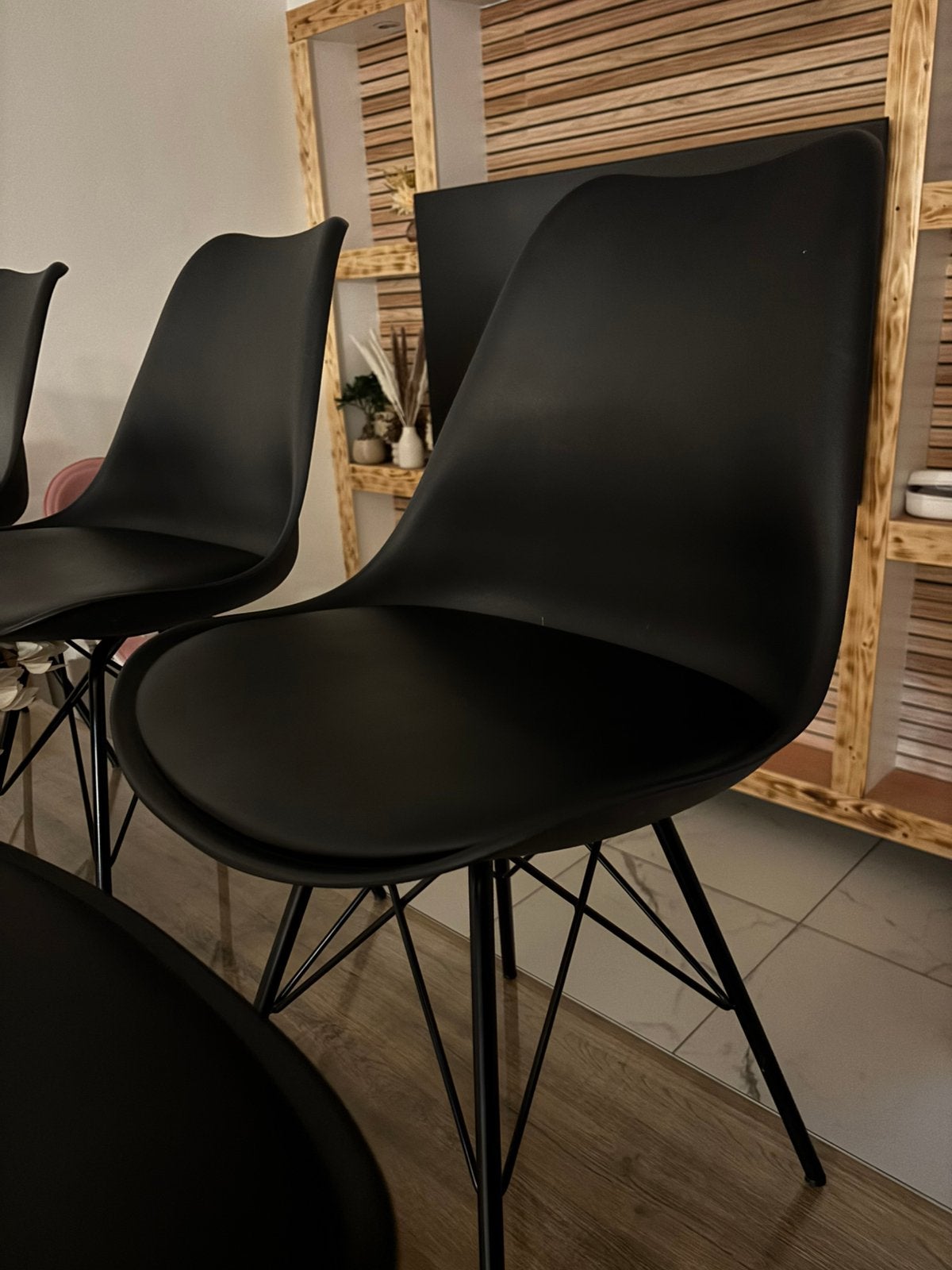 Zwarte Eettafel stoelen, Enlèvement, Comme neuf
