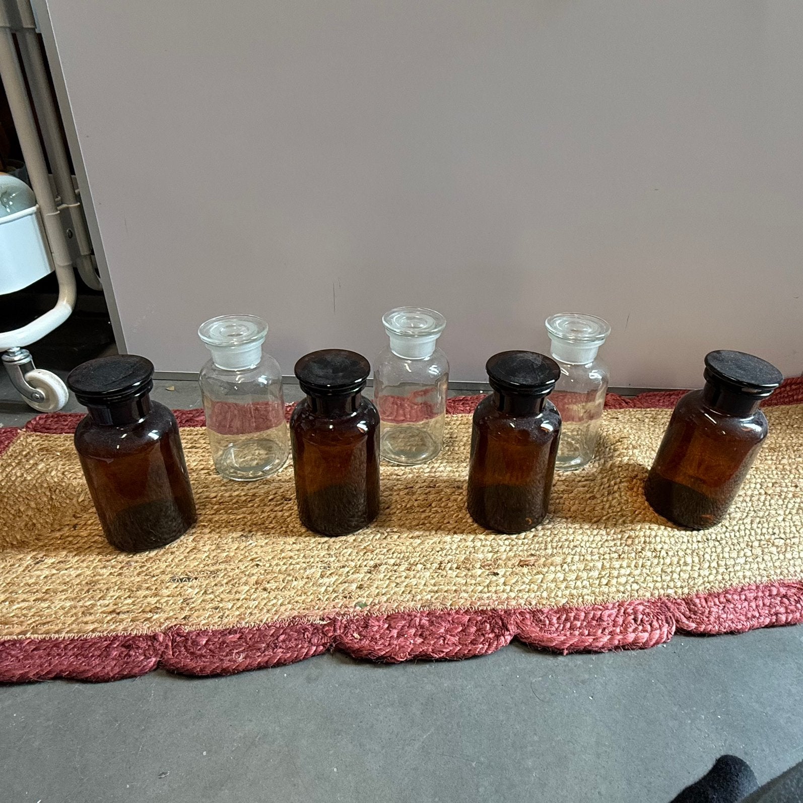 Vintage apothekersflessen, Ophalen, Gebruikt