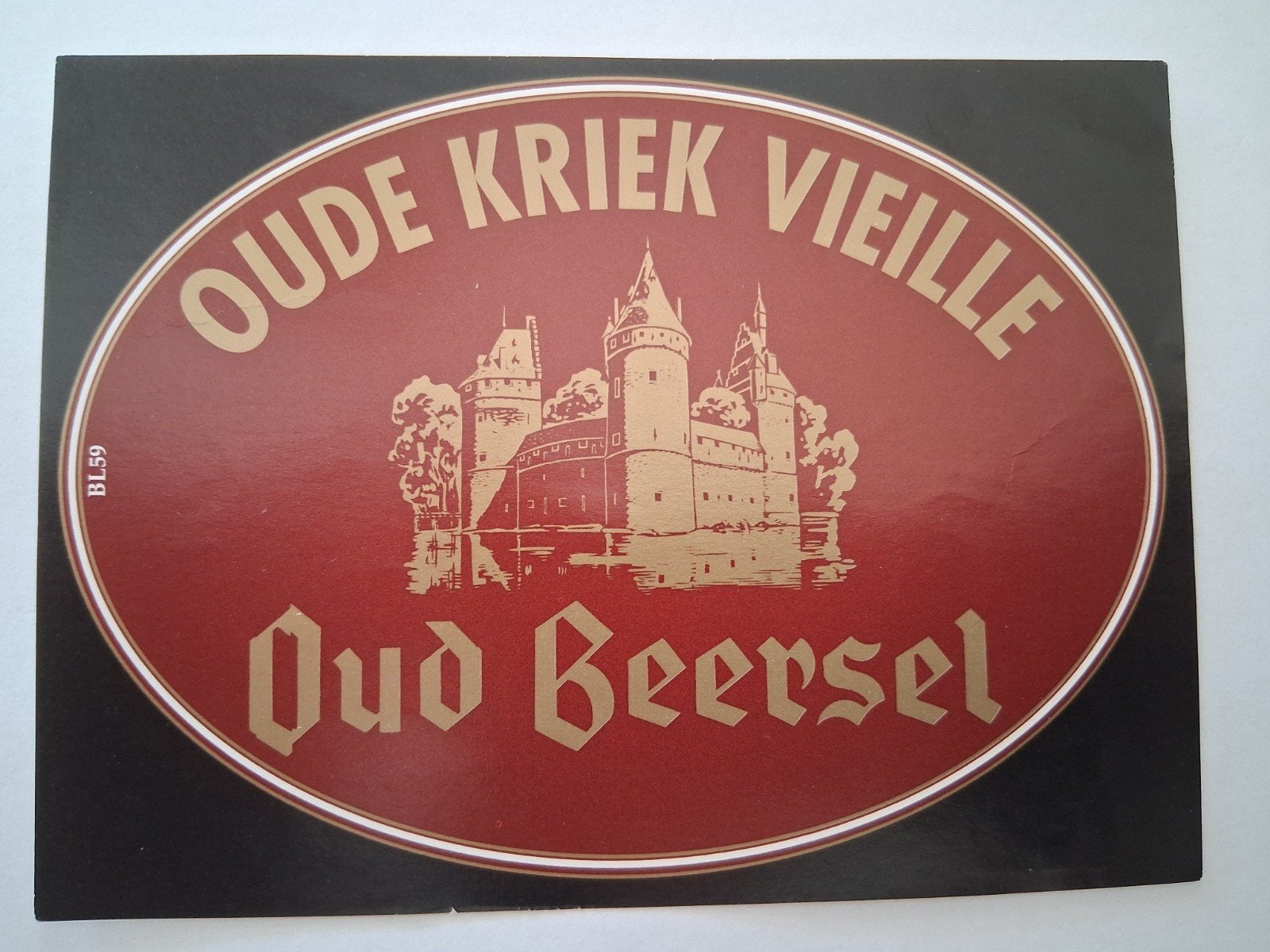 bieretiket België Oud Beersel oude kriek, Verzamelen, Verzenden, Zo goed als nieuw, Overige typen, Overige merken