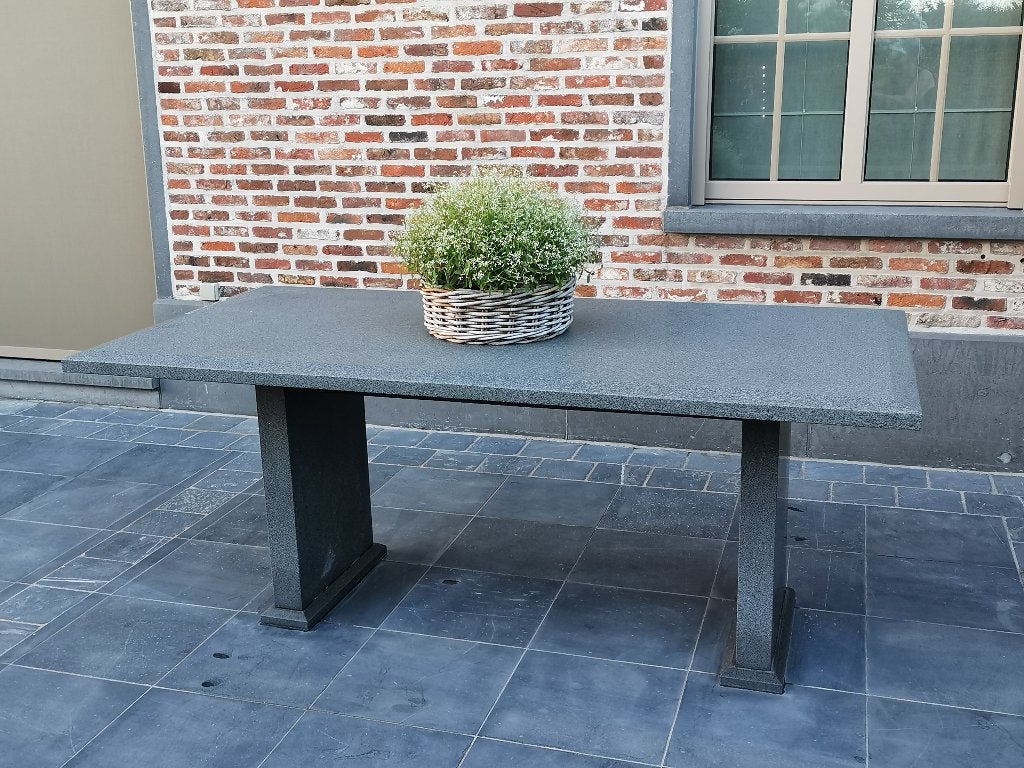 Tuintafel graniet, Strak, 150 à 200 cm, Cinq personnes ou plus, Comme neuf