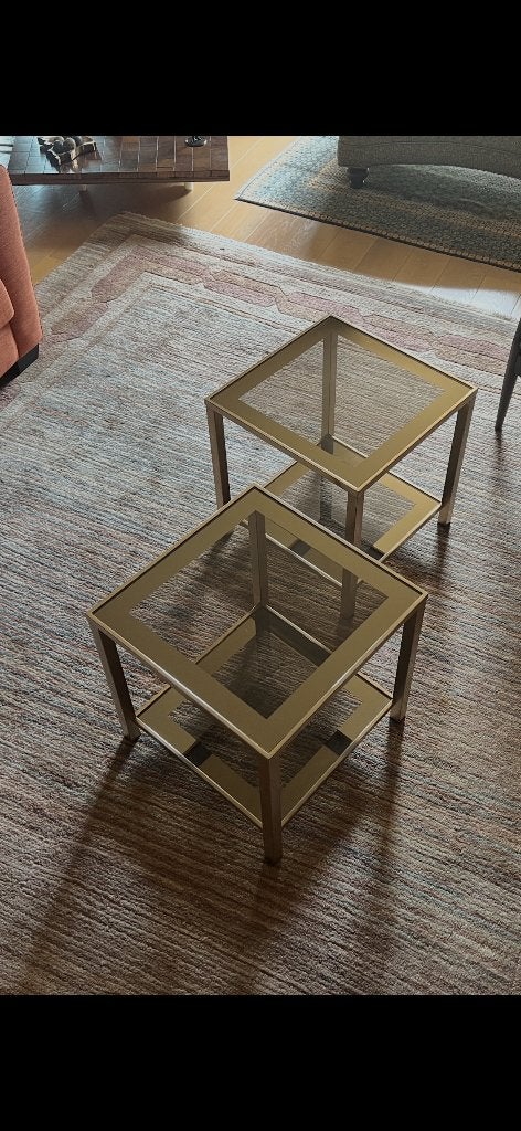 Petites tables basses en laiton, Verre, 50 à 100 cm, Enlèvement, Carré