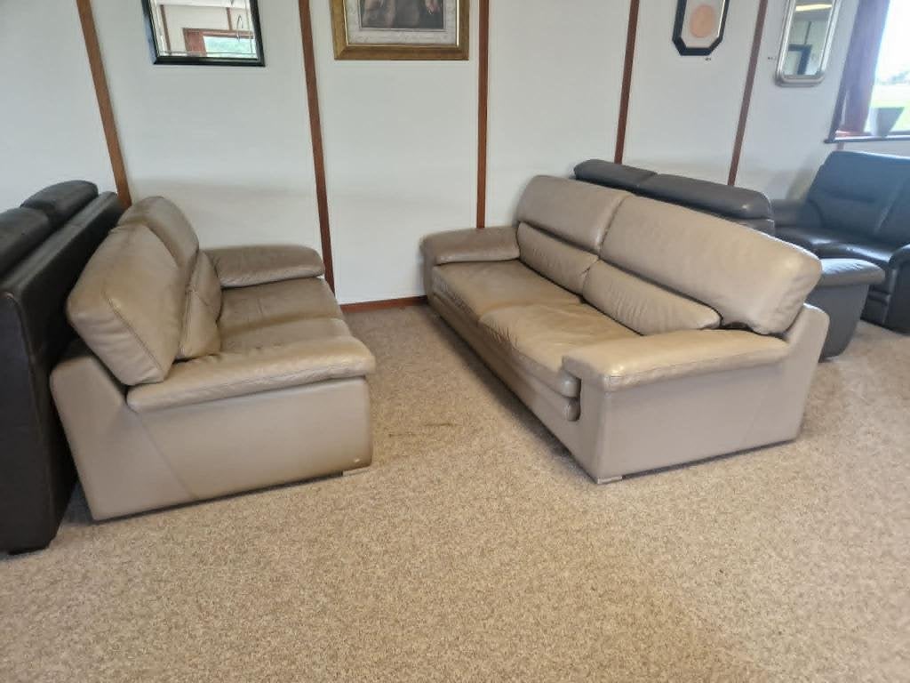 TAUPE BUFFELLEDEREN SALON 3 EN 2 ZIT, Enlèvement, Utilisé, Cuir