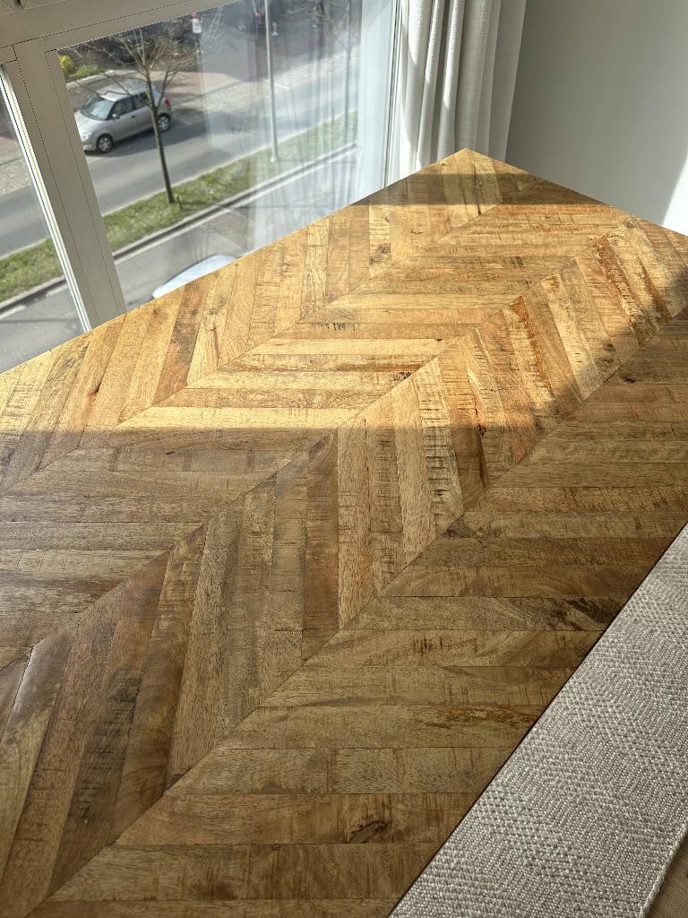 Houten Tafel Vissengraat, Huis en Inrichting, Tafels | Eettafels, Ophalen, Gebruikt