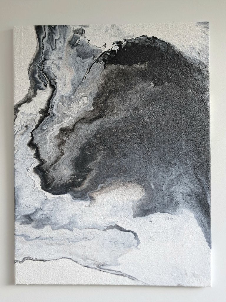 Abstract Modern Acryl canvas 60*80cm zwart/wit, Antiek en Kunst, Ophalen