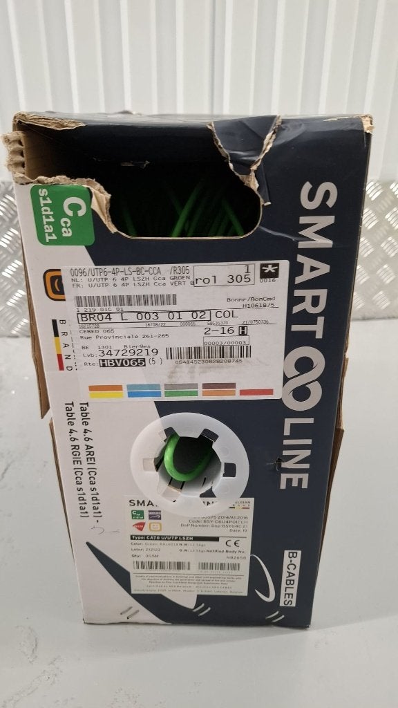 Cable UTP CAT 6 U/UTP LSZH Cca s1d1a1 B-Cables Smart Line, Enlèvement ou Envoi, Neuf