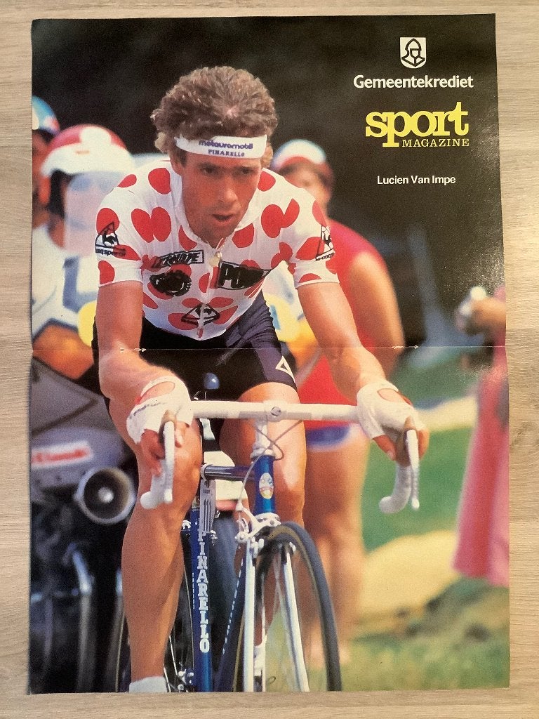 Poster Lucien Van Impe in Tour de France, Ophalen of Verzenden, Zo goed als nieuw, Poster, Plaatje of Sticker