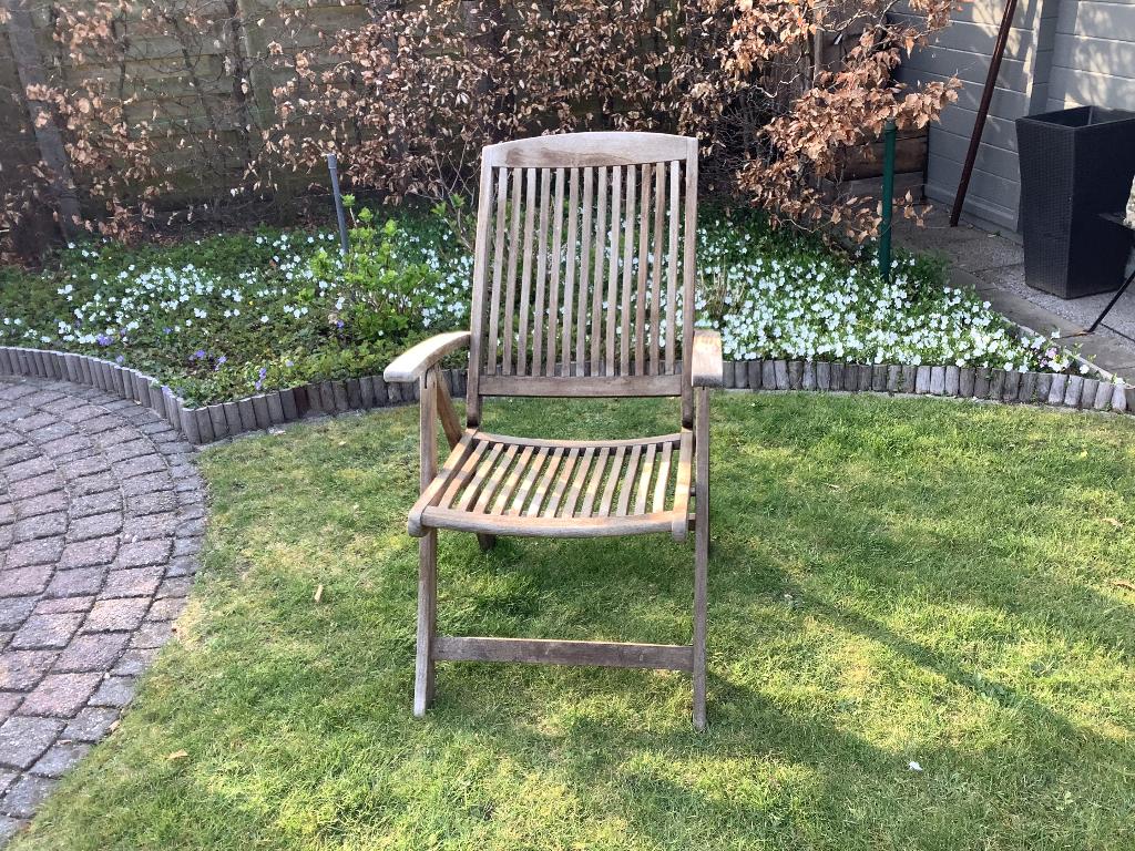 Tuinstoelen, Tuin en Terras, Ophalen, Gebruikt, Hout, Verstelbaar