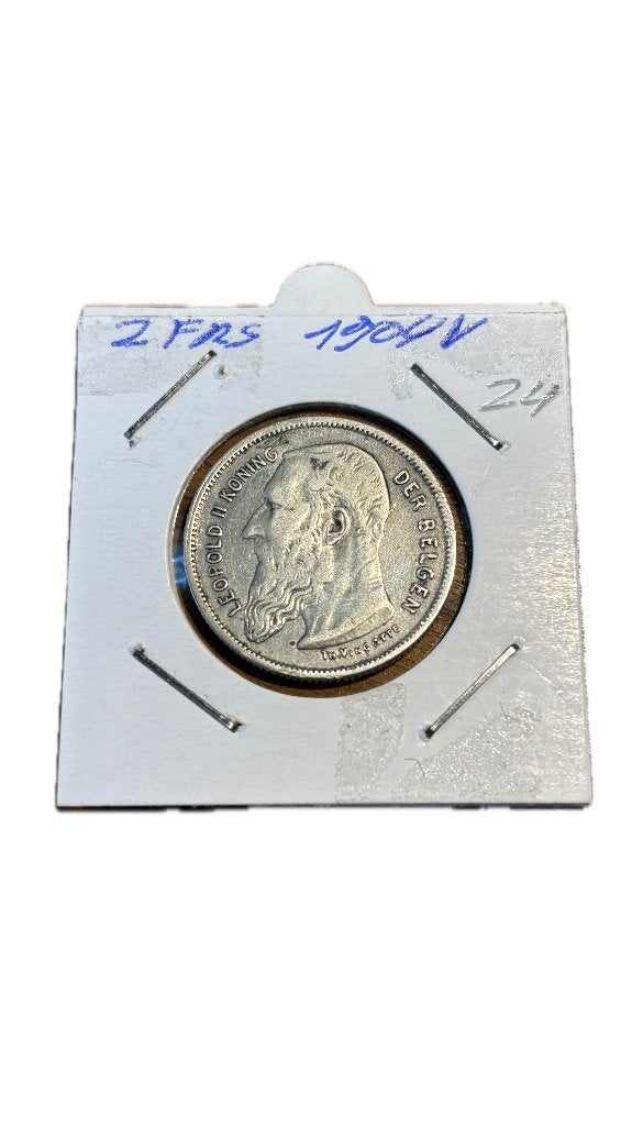 LEOPOLD II: Zilver 2 FRANCS 1904V, Postzegels en Munten, Ophalen of Verzenden, Zilver, Zilver