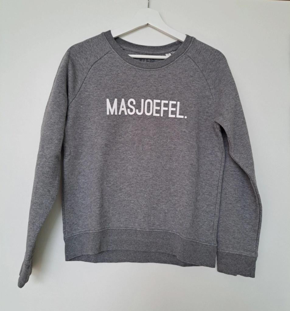 Grijze trui met opdruk Masjoefel, Kleir., Meisje, Trui of Vest, Ophalen of Verzenden, Zo goed als nieuw