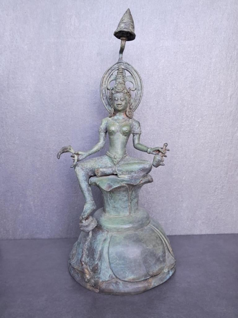 Bronzen beeld van de godin Sri/Lakshmi/Azië/Indonesië, Antiek en Kunst, Ophalen of Verzenden, Brons