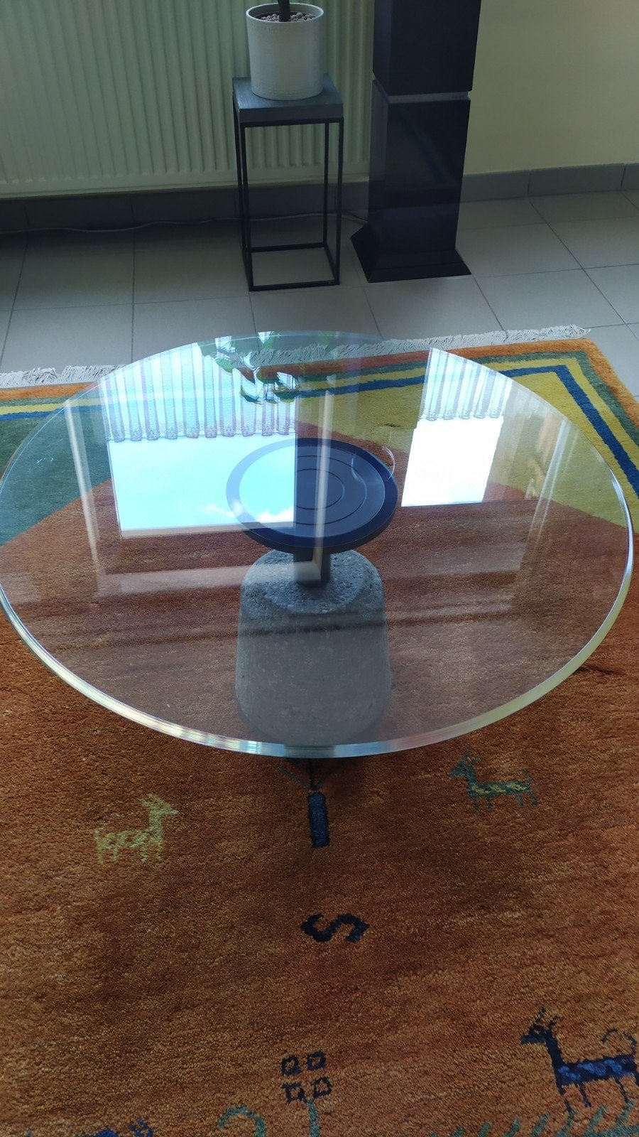 desing salontafel, Huis en Inrichting, Tafels | Salontafels, Ophalen, Rond, 50 tot 100 cm, Glas