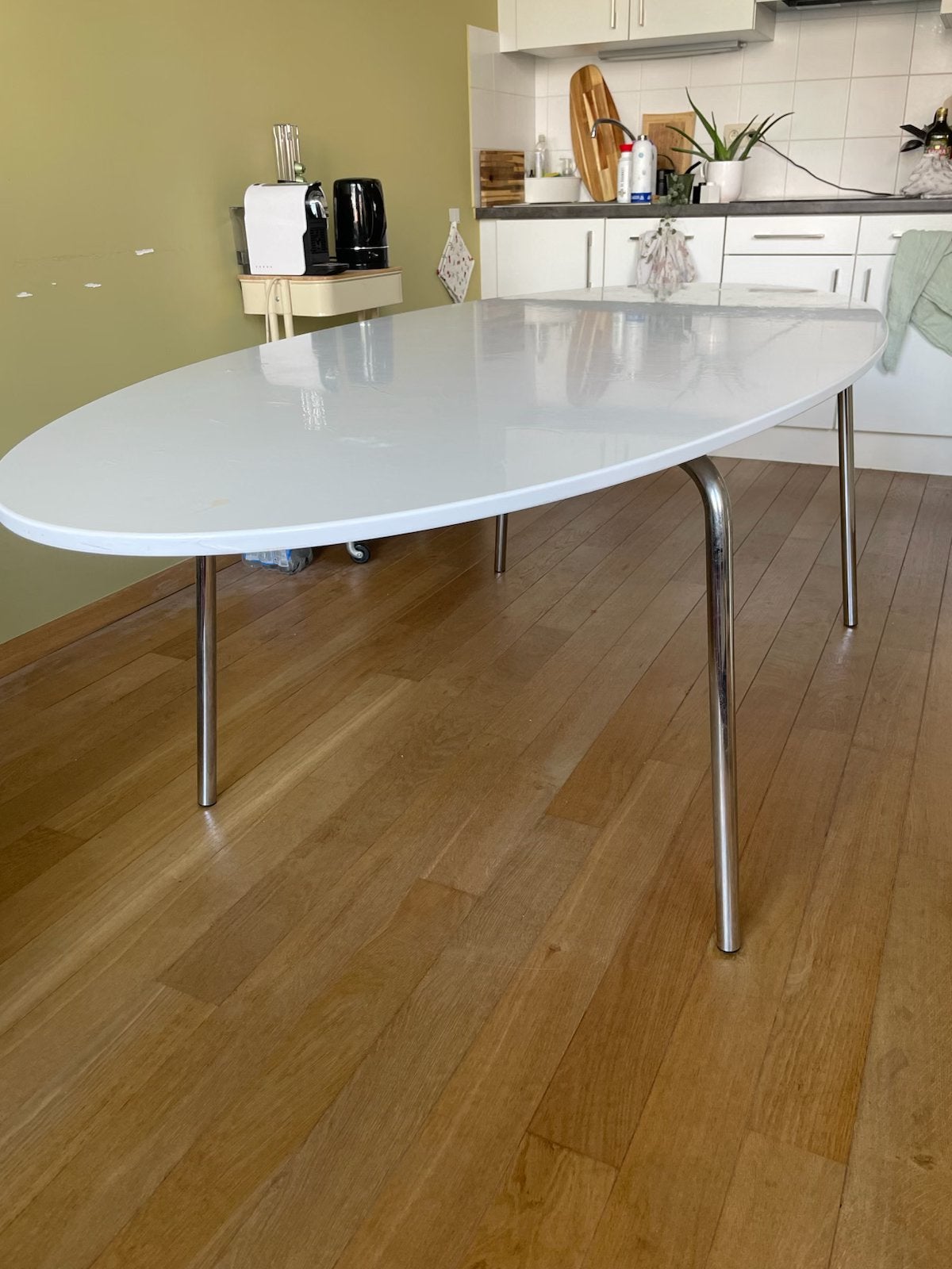 eettafel ovaal 240x100 gratis centrum Leuven, Huis en Inrichting, Tafels | Eettafels, Ophalen, Gebruikt, 50 tot 100 cm, Vijf personen of meer