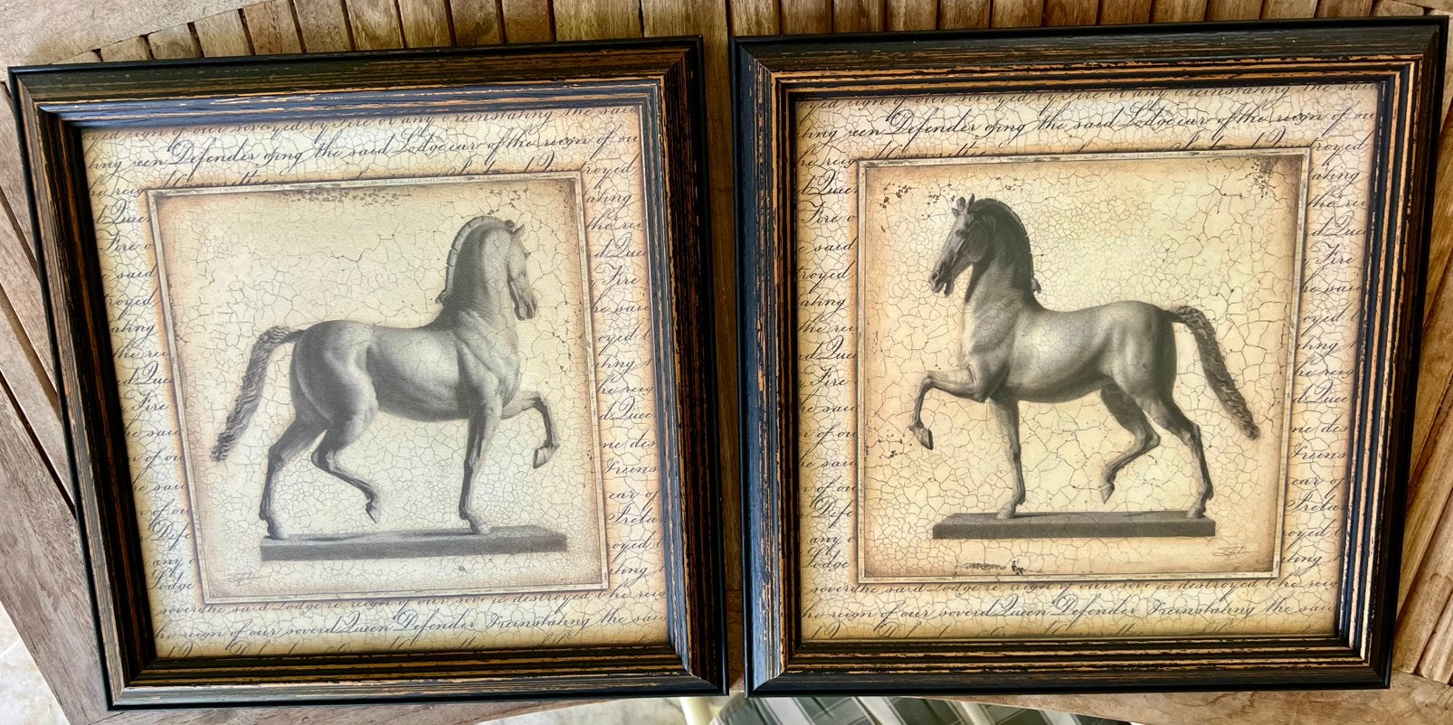 Ensemble de 2 estampes de chevaux classiques, campagnard, Antiquités & Art, Sous verre, Enlèvement, Impression, Animaux