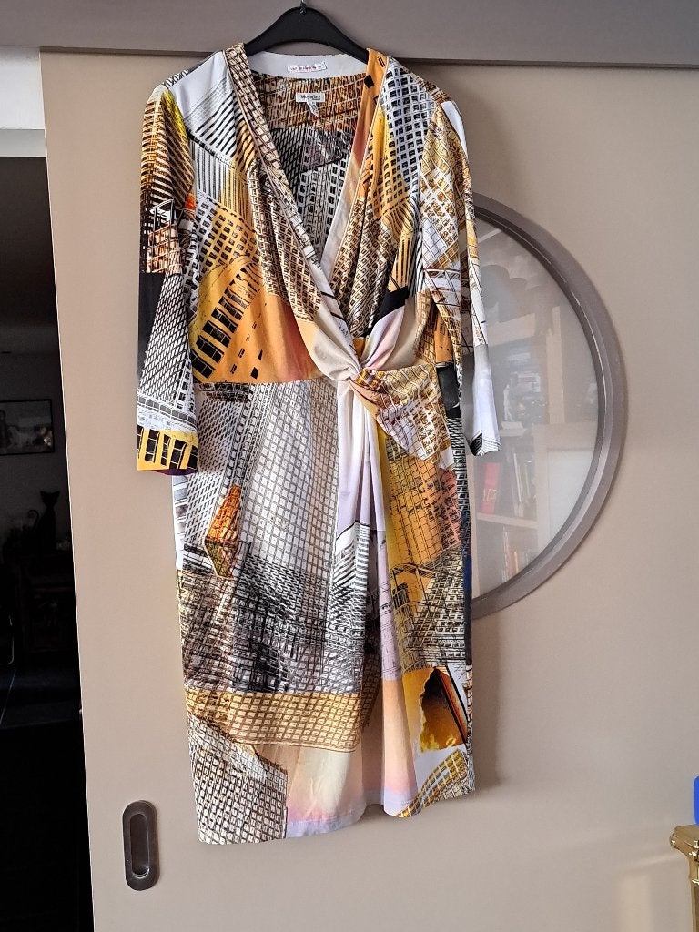 Mayerline, jurk, met vleugje zonnig geel, 44/46, stretch, Taille 46/48 (XL) ou plus grande, Comme neuf, Sous le genou, Jaune