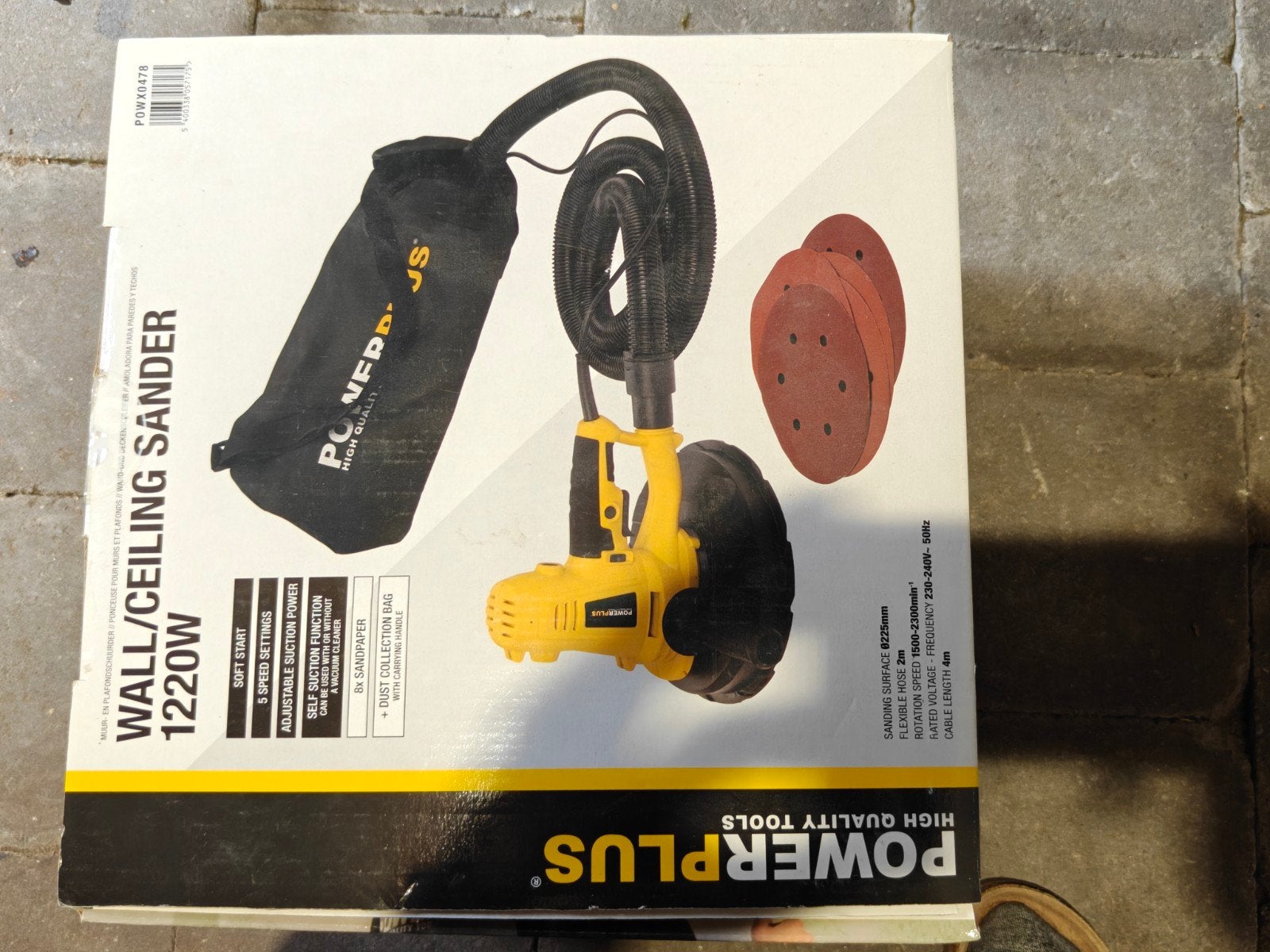 Powerplus POWX0478 Wand/plafondschuurmachine, Bricolage & Construction, Enlèvement ou Envoi, Utilisé, 1200 watts ou plus, Autres types
