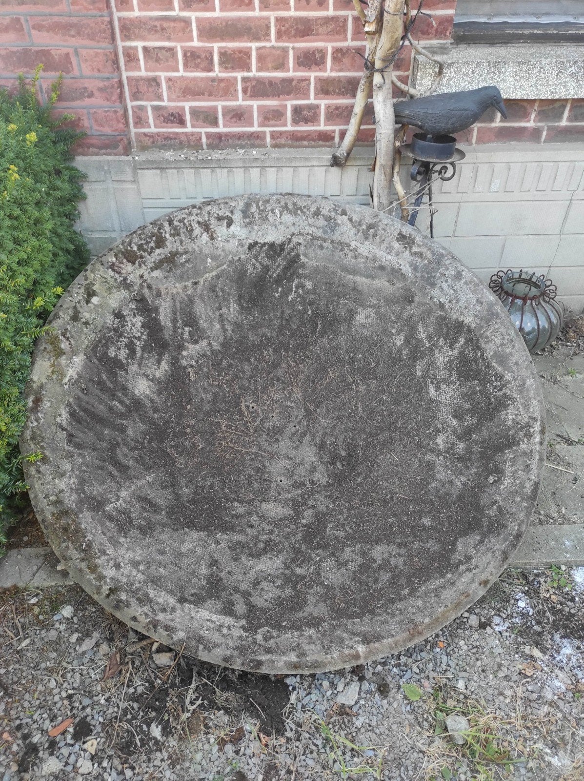Grote schaal / bloembak 1m diameter, Tuin en Terras, Bloembakken en Plantenbakken, Gebruikt, Beton, Tuin, Rond, Ophalen