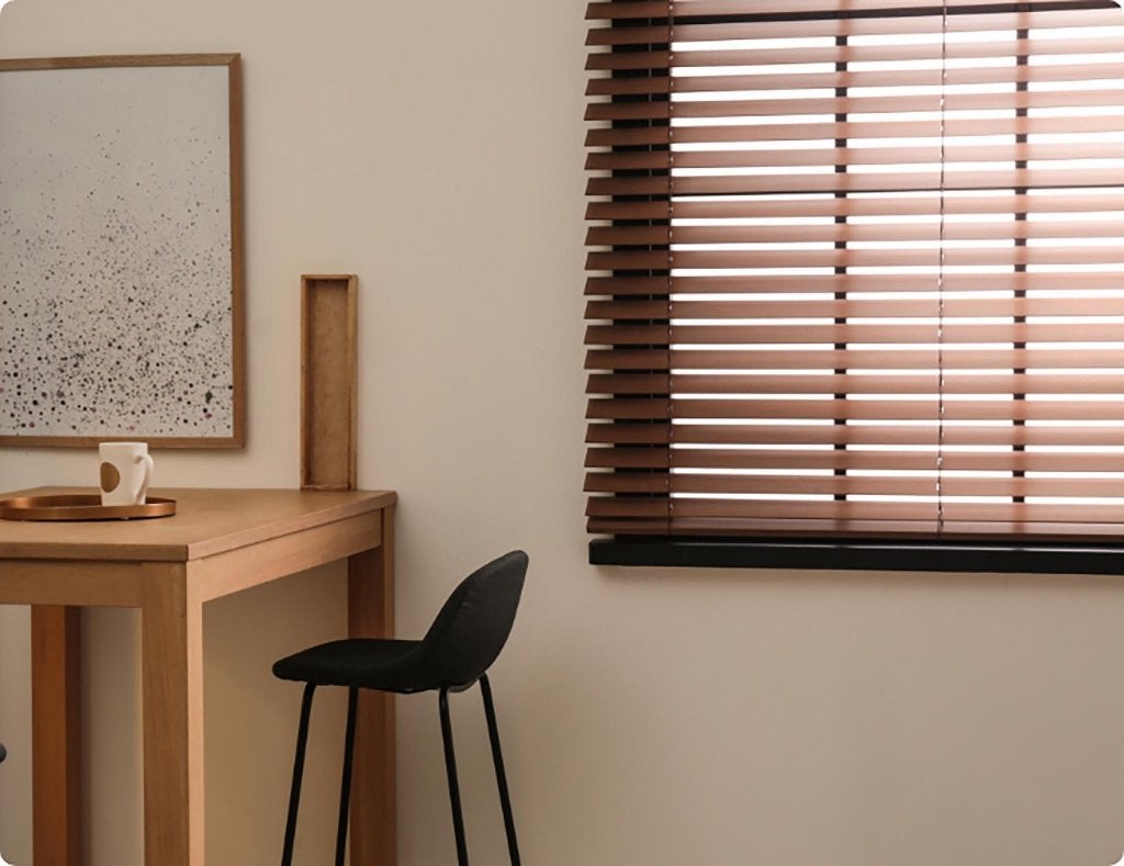 Horizontale aluminium jaloezie Diaz, Huis en Inrichting, Ophalen, 154 cm, Overige merken, Bruin